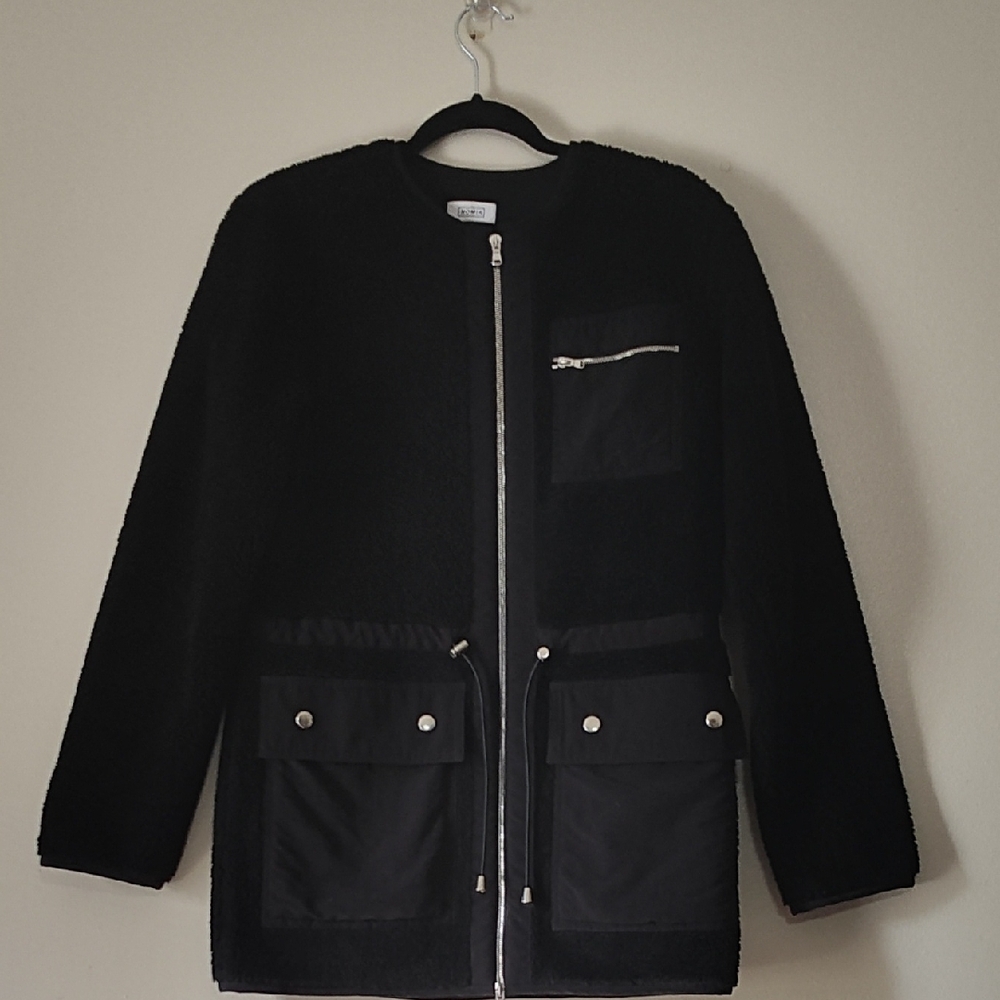 Nomi Black Women Sherpa Jacket size Small Black - Picture 2 of 14